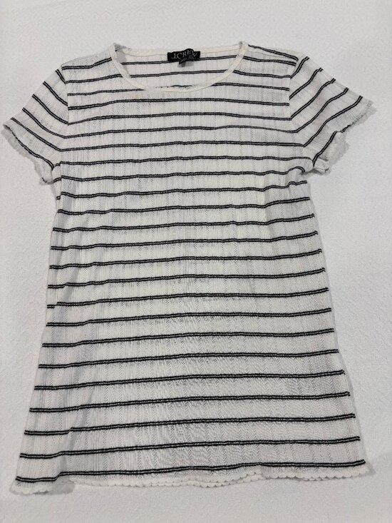 J. Crew Tops - J Crew 100% cotton black and white cap-sleeved top